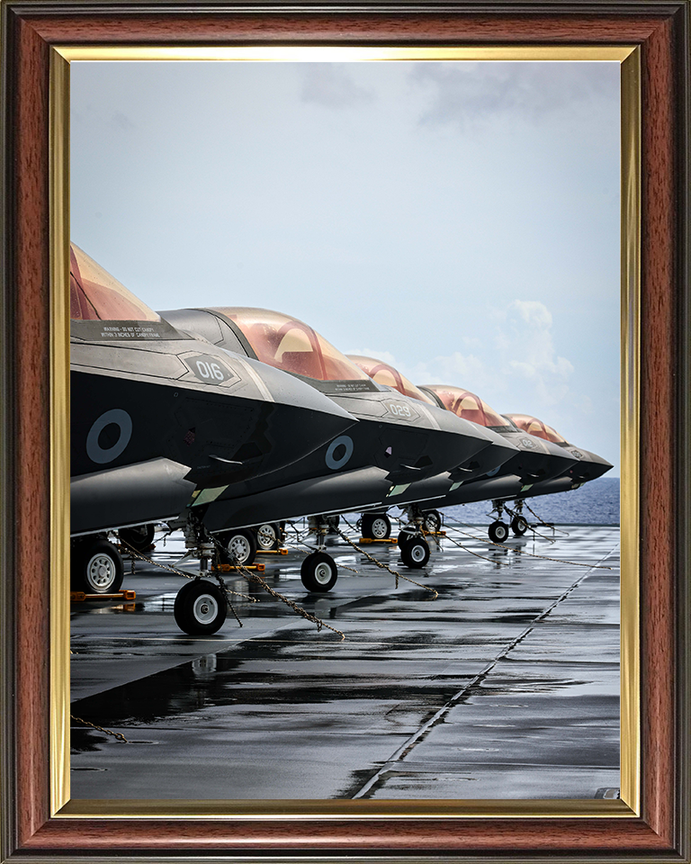 F-35 Lightening Lining a Flight Deck 2025 Photo Print - Royal Navy Aircraft Hampshire Prints 10 x 8 Classic Frame No
