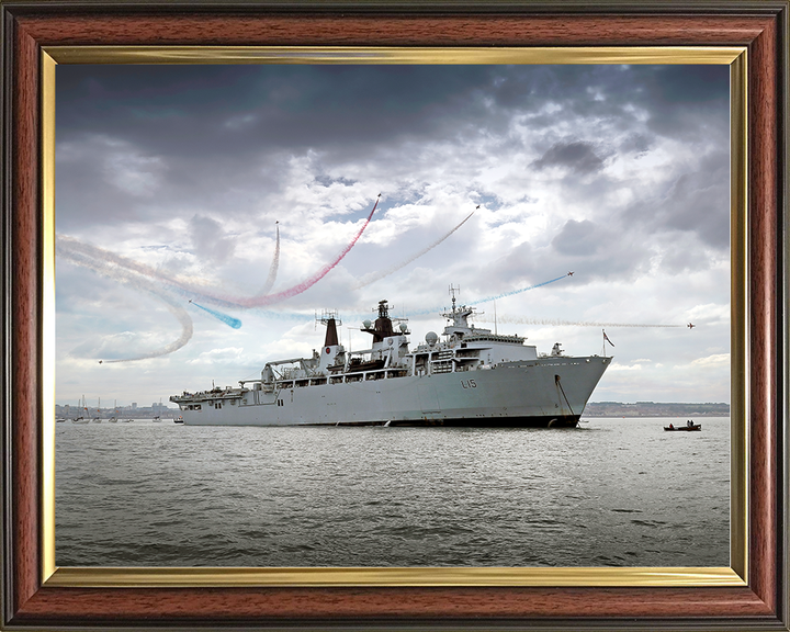 HMS Bulwark (L15) Royal Navy Albion Class Amphibious Ship With Red arrows Photo Print Wall Art Decor Posters, Prints, & Visual Artwork Hampshire Prints 10 x 8 Classic Frame No