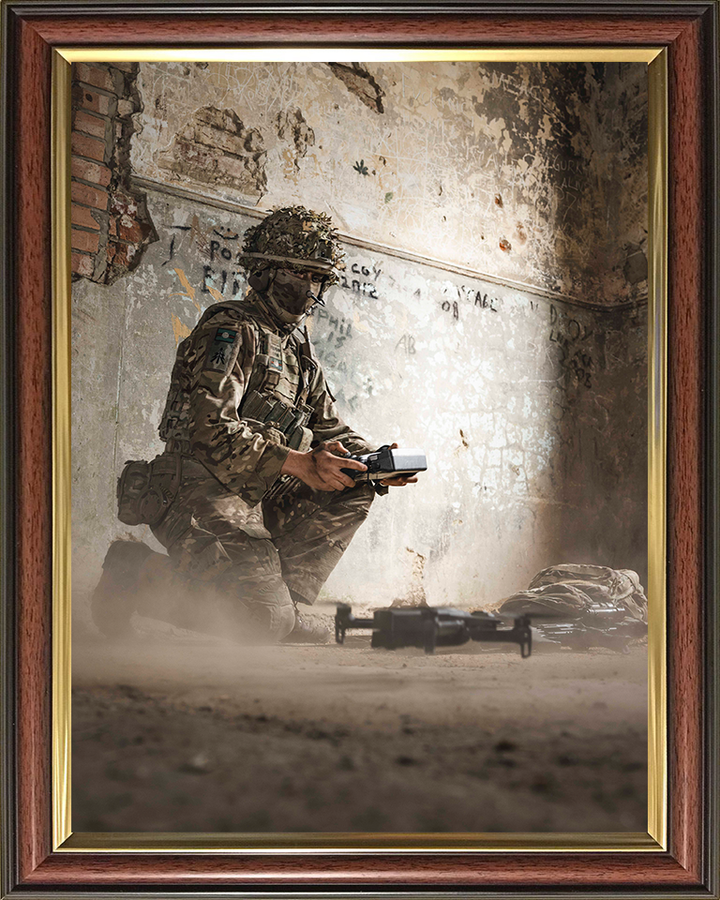 Soldier Flies a drone Photo Print - British Army Hampshire Prints 10 x 8 Classic Frame No