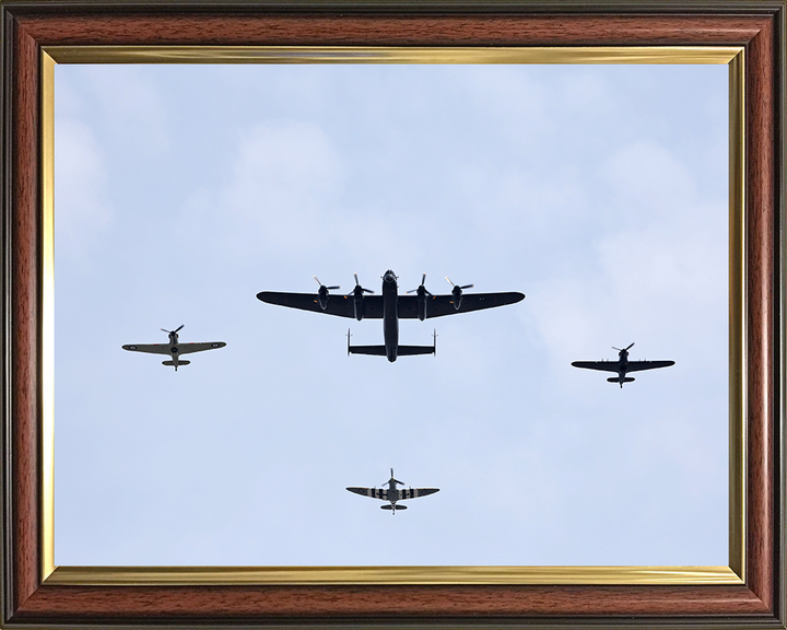 RAF Lancaster Spitfire hurricane Flyover Photo Print - Royal Air Force Aircraft Hampshire Prints 10 x 8 Classic Frame No