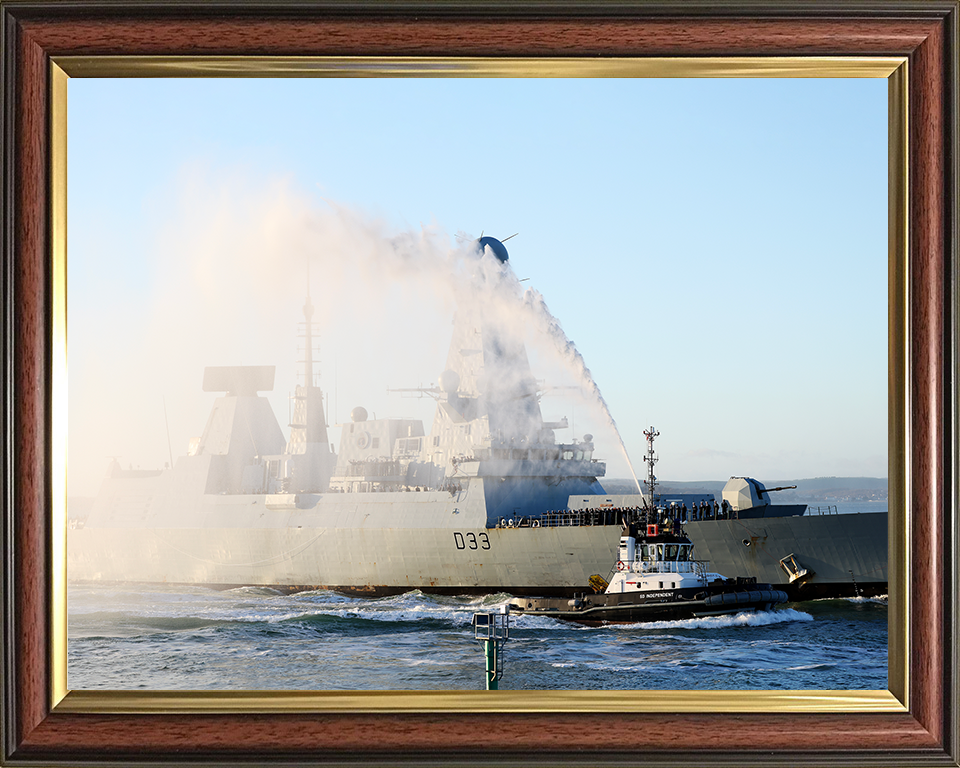HMS Dauntless (D33) Photo Print - With Tug 2025 - Royal Navy Type 45 Destroyer Posters, Prints, & Visual Artwork Hampshire Prints 10 x 8 Classic Frame No