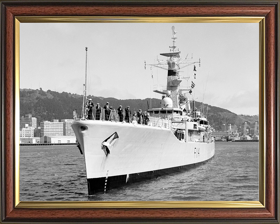 HMS Ajax (F114) Royal Navy Leander Class Frigate Photo Print Port Bow View Warship Wall Art Posters, Prints, & Visual Artwork Hampshire Prints 10 x 8 Classic Frame No