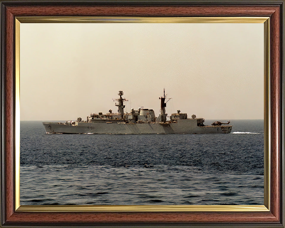 HMS Brazen (F91) Photo Print - Port Beam View at Sea - Royal Navy Type 22 Frigate Hampshire Prints 10 x 8 Classic Frame No