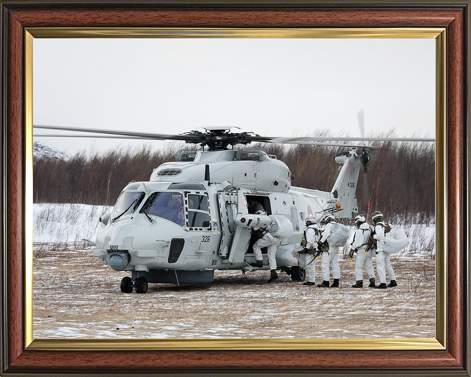 Royal Marines board a Royal Netherlands Marine Corps NH90 Helicopter Photo Print 40 Commando Wall Art Military Posters, Prints, & Visual Artwork Hampshire Prints 10 x 8 Classic Frame No
