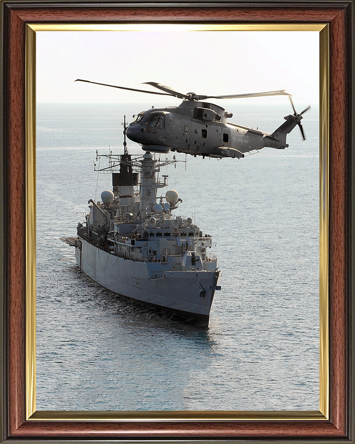 HMS Cumberland (F85) Photo Print - With Merlin 2009 - Royal Navy Type 22 Frigate Hampshire Prints 10 x 8 Classic Frame No
