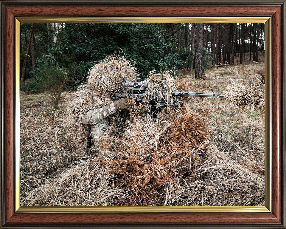Royal Marine Commando Sniper camouflaged | Photo Print | Framed Print | Military | 40 Commando | Wall Art | Home Decor | Photography | Armed Forces Hampshire Prints 10 x 8 Classic Frame No