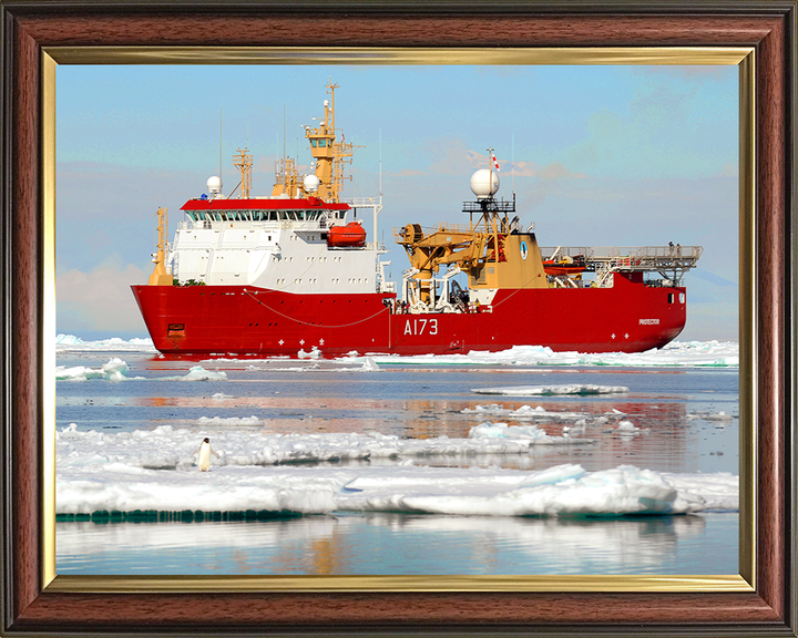 HMS Protector (A173) Photo Print - Reflections 2016 - Royal Navy Ice Patrol Vessel Hampshire Prints 10 x 8 Classic Frame No
