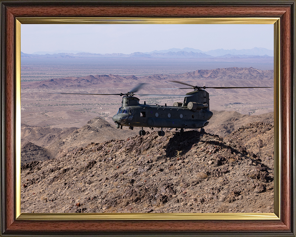 RAF Chinook Helicopter two-wheeled landing Photo Print - Royal Air Force Aircraft Hampshire Prints 10 x 8 Classic Frame No