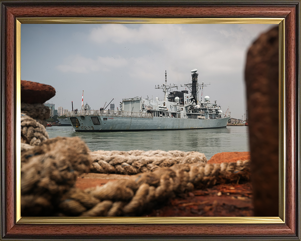 HMS Richmond (F239) Photo Print - Entering Mumbai 2025 - Royal Navy Type 23 Frigate Posters, Prints, & Visual Artwork Hampshire Prints 10 x 8 Classic Frame No