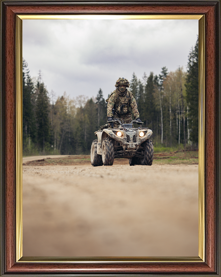 1 Mercian Soldier Riding a Quad bike Photo Print - British Army Hampshire Prints 10 x 8 Classic Frame No