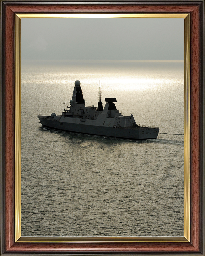 HMS Daring (D32) Royal Navy Type 45 Destroyer At Sunset 2010 Photo Print Wall Art Decor Posters, Prints, & Visual Artwork Hampshire Prints 10 x 8 Classic Frame No