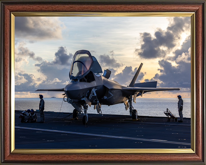 Engineers Maintaining an F-35B Lighting Jet Photo Print - Royal Navy Aircraft Posters, Prints, & Visual Artwork Hampshire Prints 10 x 8 Classic Frame No