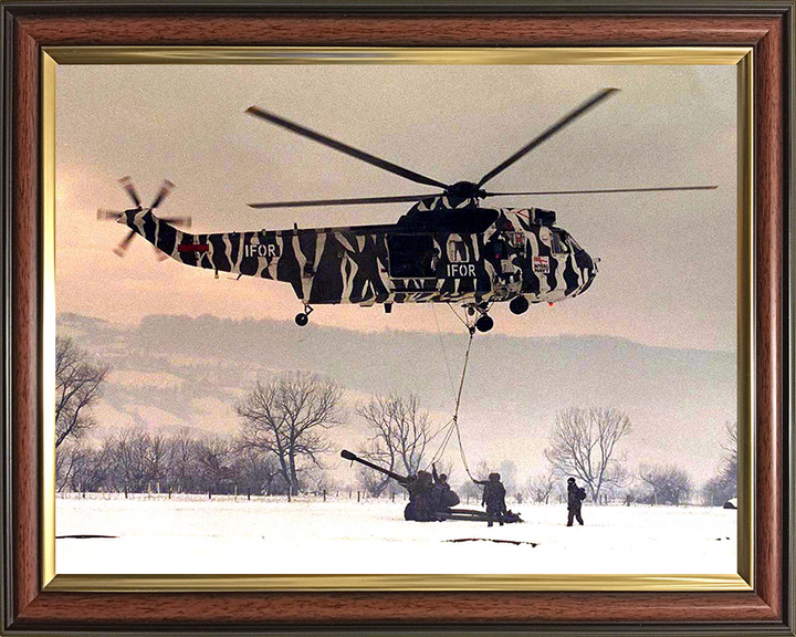 Sea King Helicopter With Tiger Livery Photo Print - Royal Navy Aircraft Posters, Prints, & Visual Artwork Hampshire Prints 10 x 8 Classic Frame No