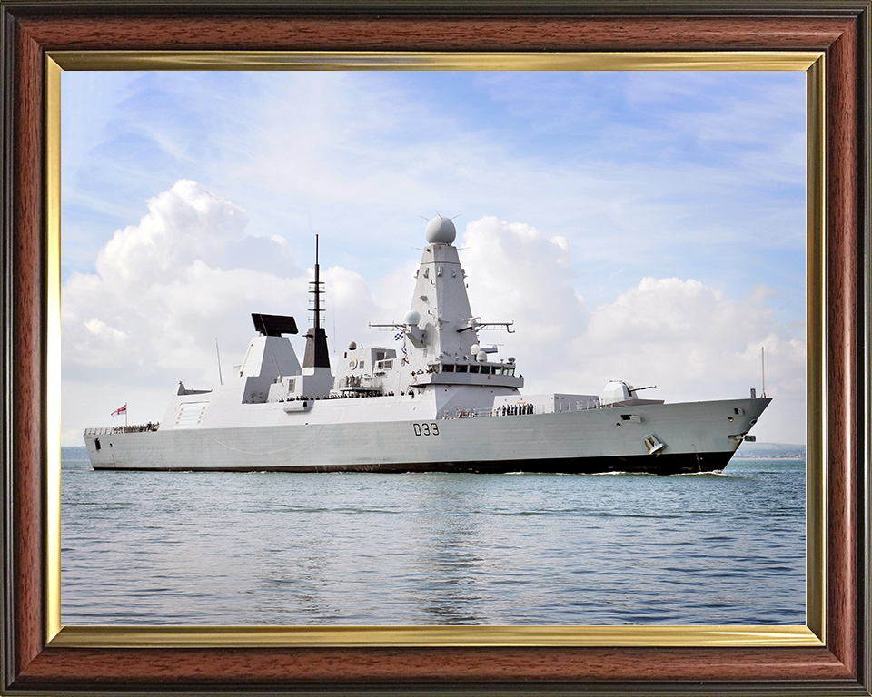 HMS Dauntless (D33) Royal Navy Type 45 Destroyer Low Starboard Side View Photo Print Wall Art Decor Posters, Prints, & Visual Artwork Hampshire Prints 10 x 8 Classic Frame No
