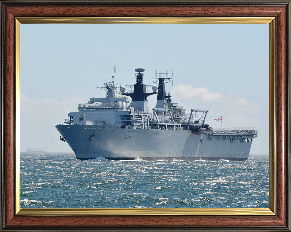 HMS Albion (L14) Royal Navy Albion Class Amphibious Ship Low Port Bow View Photo Print Wall Art Naval Decor Posters, Prints, & Visual Artwork Hampshire Prints 10 x 8 Classic Frame No