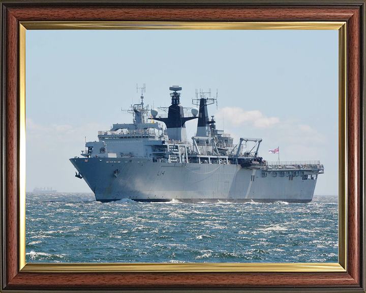 HMS Albion (L14) Royal Navy Albion Class Amphibious Ship Low Port Bow View Photo Print Wall Art Naval Decor Posters, Prints, & Visual Artwork Hampshire Prints 10 x 8 Classic Frame No
