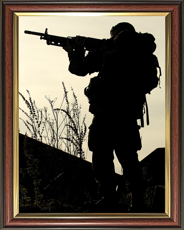 Royal Marines Commando Silhouette Photo Print - 40 Commando Hampshire Prints 10 x 8 Classic Frame No