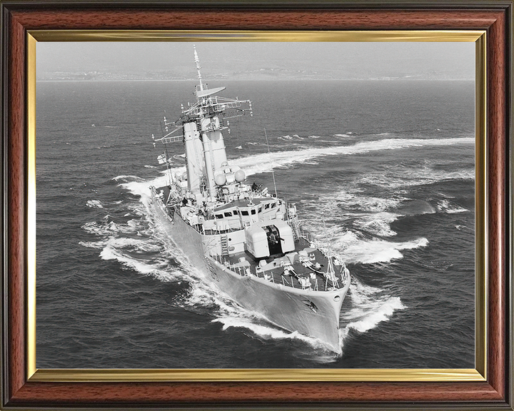 HMS Chichester (F59) Royal Navy Salisbury Class Frigate Hard Turn Photo Print Wall Art Decor Posters, Prints, & Visual Artwork Hampshire Prints 10 x 8 Classic Frame No
