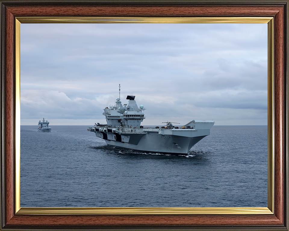 HMS Prince of Wales (R09) Photo Print - At Sea 2024 - Royal Navy Queen Elizabeth Class Aircraft Carrier Hampshire Prints 10 x 8 Classic Frame No