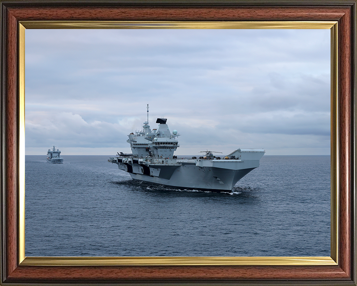 HMS Prince of Wales (R09) Photo Print - At Sea 2024 - Royal Navy Queen Elizabeth Class Aircraft Carrier Hampshire Prints 10 x 8 Classic Frame No