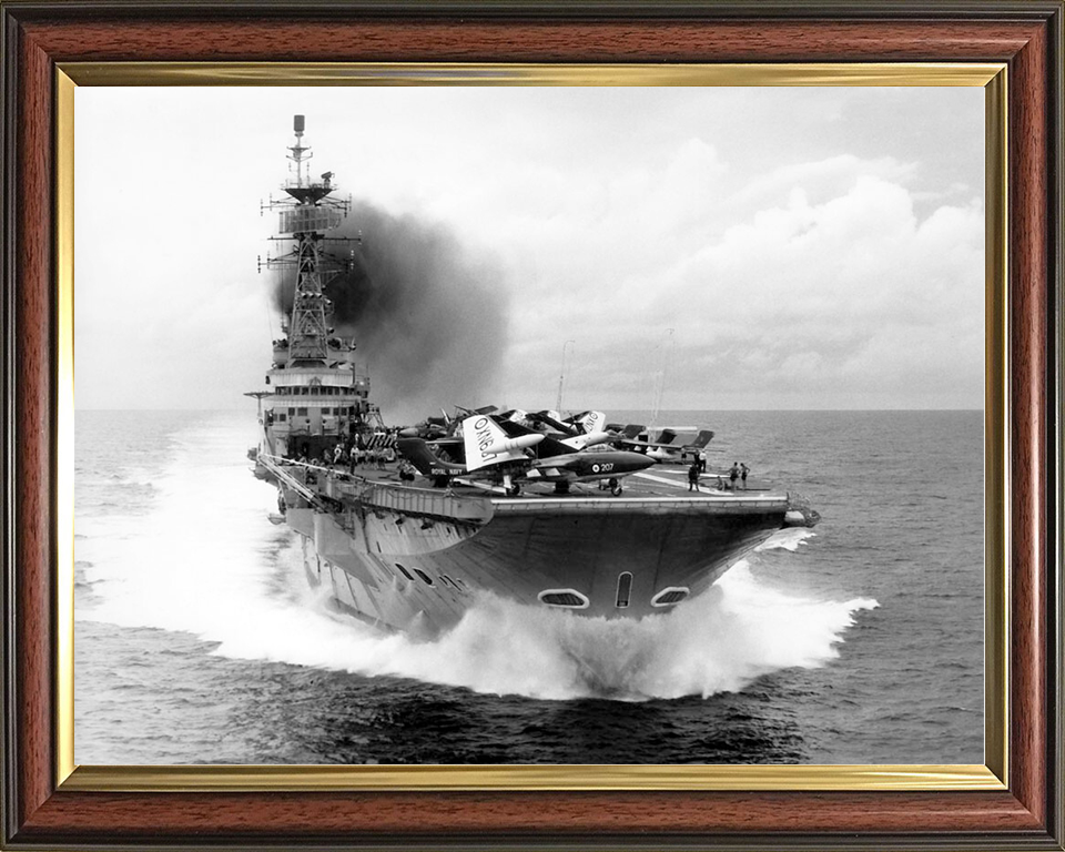 HMS Centaur (R06) Royal Navy Centaur Class Carrier Bow View Underway Photo Print Wall Art Decor Posters, Prints, & Visual Artwork Hampshire Prints 10 x 8 Classic Frame No
