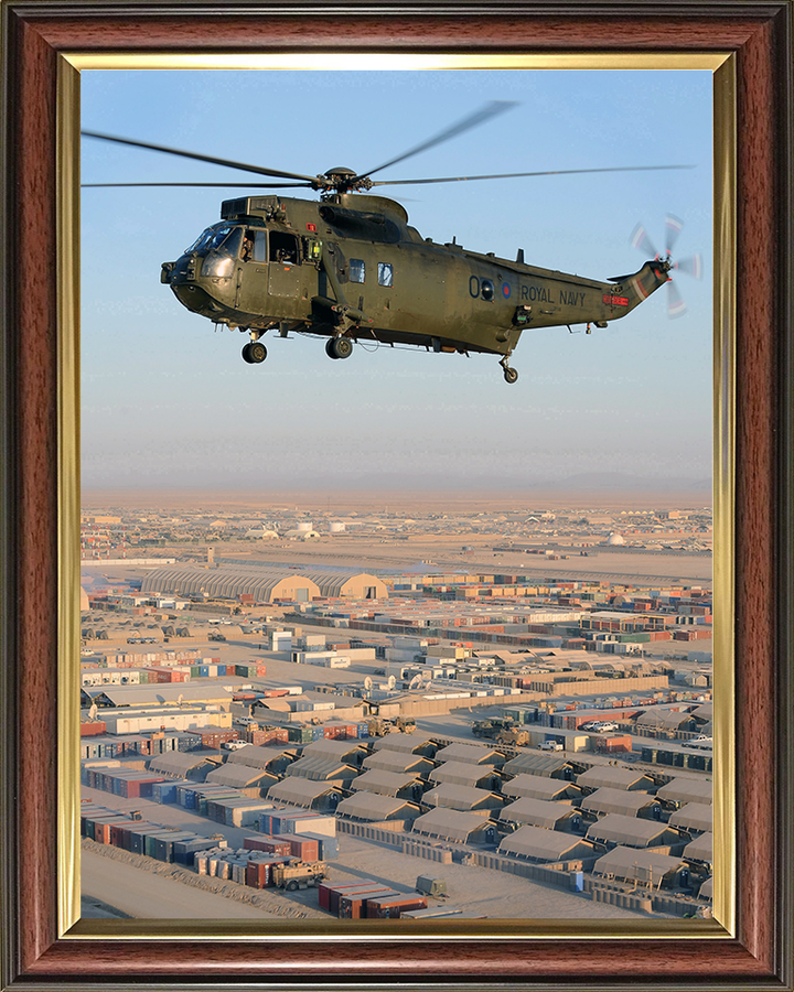 Sea King Mk4 Helicopter Flying over Camp Bastion 2011 Photo Print - Royal Navy Aircraft Posters, Prints, & Visual Artwork Hampshire Prints 10 x 8 Classic Frame No