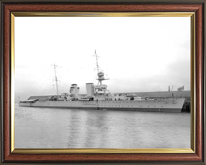 HMS Raleigh (1919) Photo Print - Alongside 1921 - Royal Navy Hawkins Class Cruiser Hampshire Prints 10 x 8 Classic Frame No