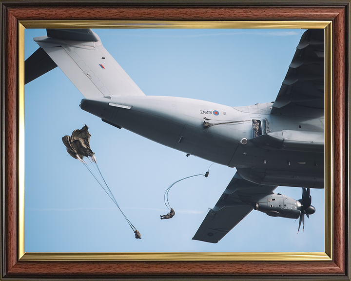 British Army Parachute Regiment Soldiers Deploy From An RAF A400M Atlas Photo Print Wall Art Posters, Prints, & Visual Artwork Hampshire Prints 10 x 8 Classic Frame No