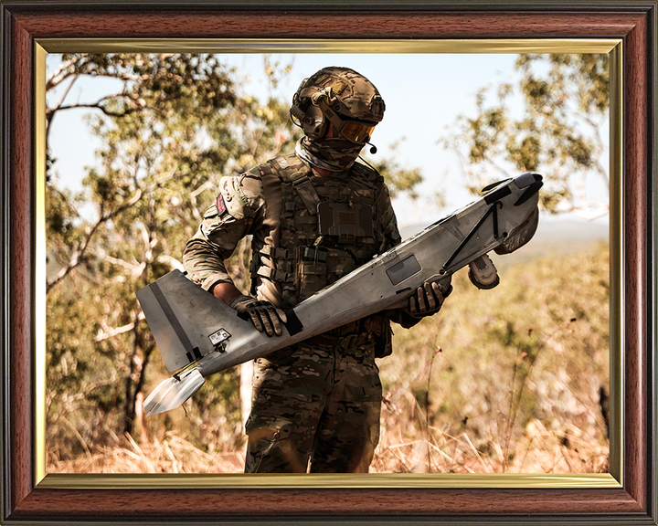 Royal Marines Commando with Puma Drone Photo Print - 42 Commando Hampshire Prints 10 x 8 Classic Frame No