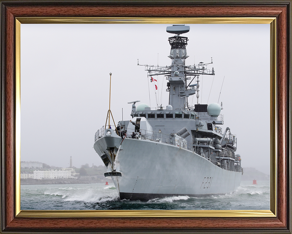 HMS Argyll (F231) Royal Navy Type 23 Frigate Low Port Bow View Photo Print Wall Art Decor Posters, Prints, & Visual Artwork Hampshire Prints 10 x 8 Classic Frame No