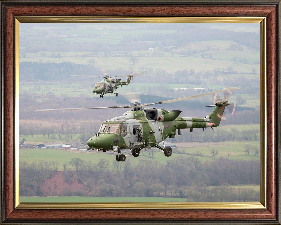 Two Army Lynx Helicopters in Flight Photo Print - British Army Hampshire Prints 10 x 8 Classic Frame No