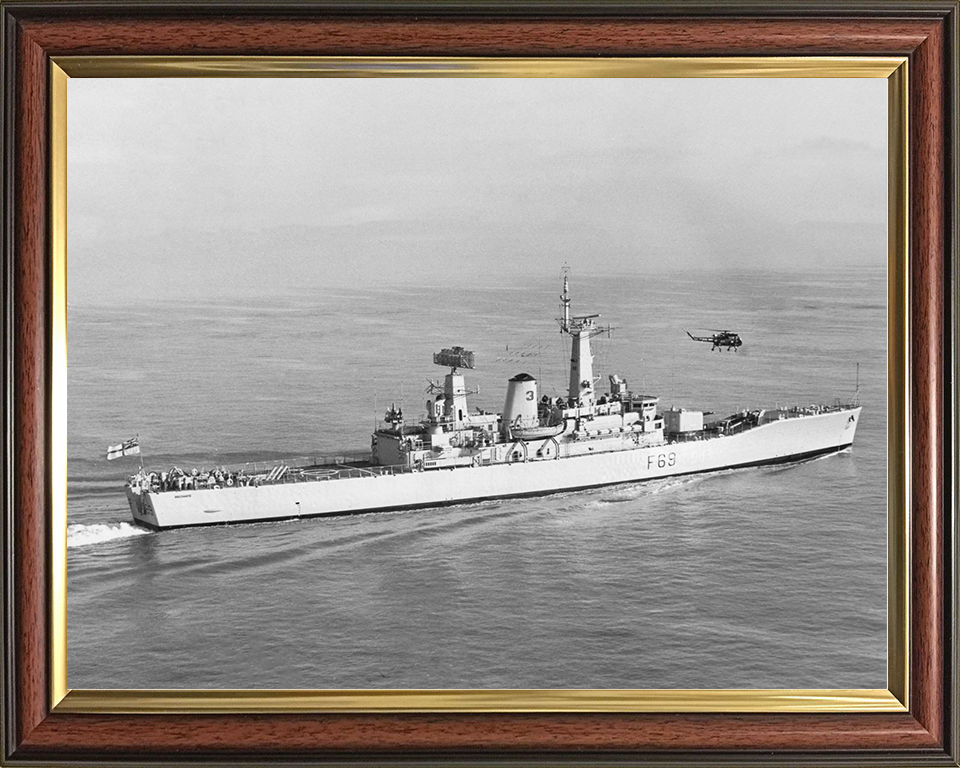 HMS Bacchante (F69) Royal Navy Leander Class Frigate Starboard Side View Photo Print Wall Art Decor Posters, Prints, & Visual Artwork Hampshire Prints 10 x 8 Classic Frame No