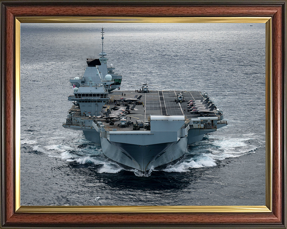 HMS Prince of Wales (R09) Photo Print - Bow View July 2025 - Royal Navy Queen Elizabeth Class Aircraft Carrier Hampshire Prints 10 x 8 Classic Frame No