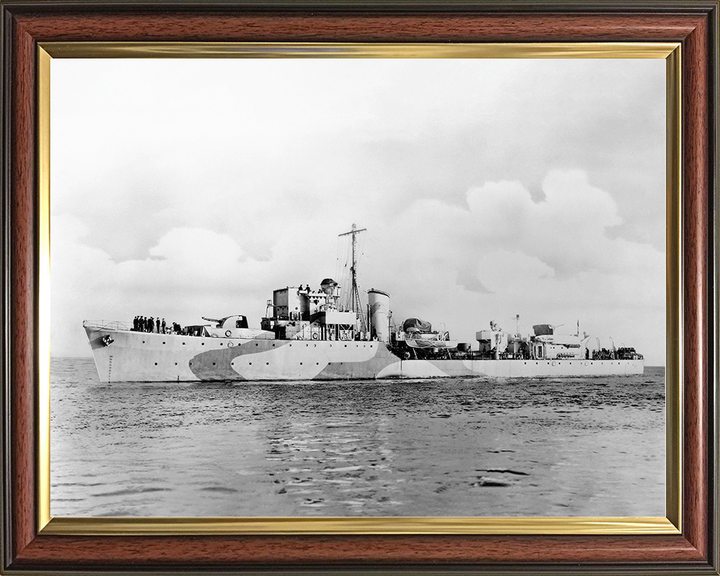 HMS Bleasdale (1940) Royal Navy Hunt Class Destroyer Port Side View Photo Print Wall Art Decor Posters, Prints, & Visual Artwork Hampshire Prints 10 x 8 Classic Frame No