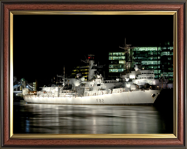 HMS Somerset (F82) Photo Print - Floodlit London 2006 - Royal Navy Type 23 Frigate Hampshire Prints 10 x 8 Classic Frame No