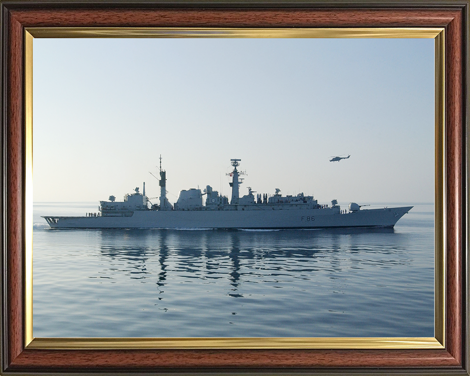 HMS Campbeltown (F86) Royal Navy Type 22 Frigate Starboard Beam Reflections Photo Print Wall Art Decor Posters, Prints, & Visual Artwork Hampshire Prints 10 x 8 Classic Frame No