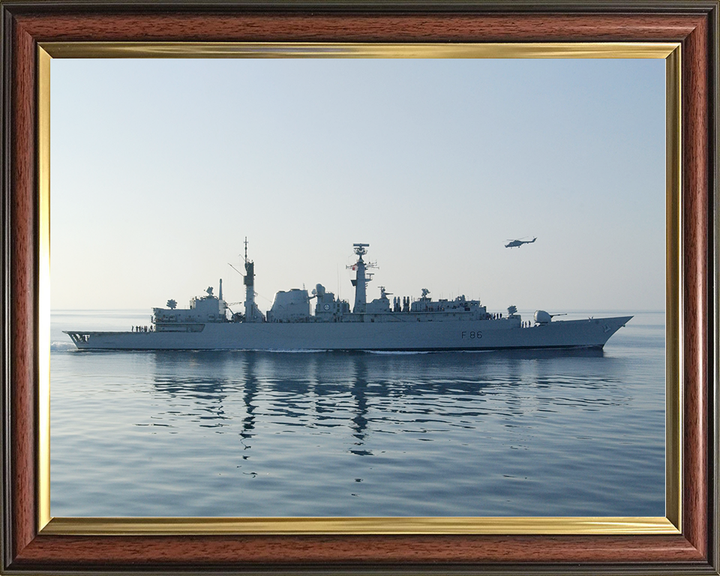 HMS Campbeltown (F86) Royal Navy Type 22 Frigate Starboard Beam Reflections Photo Print Wall Art Decor Posters, Prints, & Visual Artwork Hampshire Prints 10 x 8 Classic Frame No