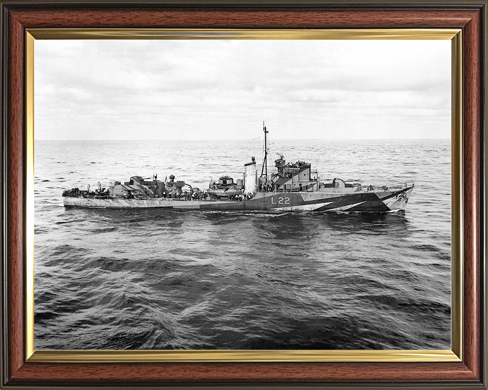 HMS Aldenham (L22) Royal Navy Hunt Class Escort Destroyer Starboard View Photo Print Wall Art Naval Decor Posters, Prints, & Visual Artwork Hampshire Prints 10 x 8 Classic Frame No