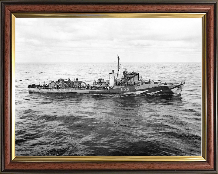 HMS Aldenham (L22) Royal Navy Hunt Class Escort Destroyer Starboard View Photo Print Wall Art Naval Decor Posters, Prints, & Visual Artwork Hampshire Prints 10 x 8 Classic Frame No
