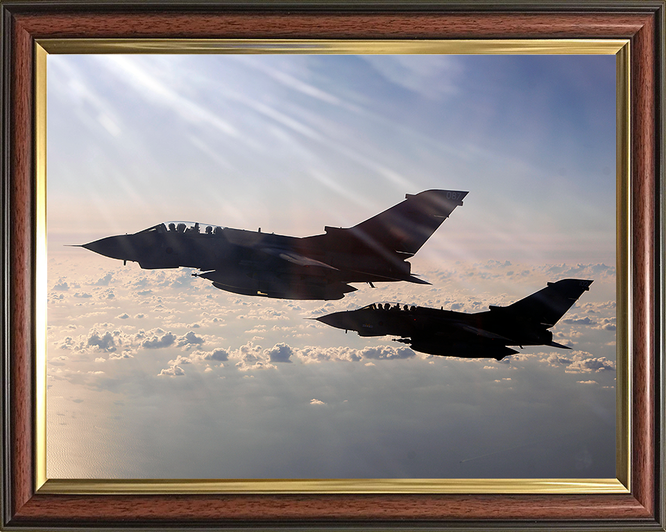 RAF Tornado GR4 Jets in Flight Over the Mediterranean Sea Photo Print - Royal Air Force Aircraft Posters, Prints, & Visual Artwork Hampshire Prints 10 x 8 Classic Frame No