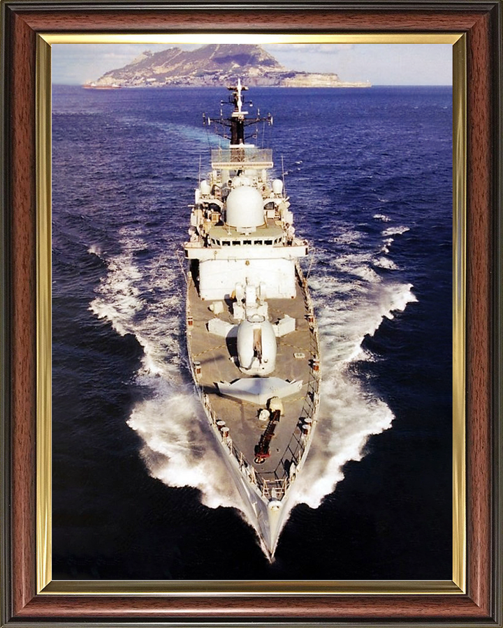 HMS Cardiff (D108) Royal Navy Type 42 Destroyer Off Gibraltar Photo Print Wall Art Decor Posters, Prints, & Visual Artwork Hampshire Prints 10 x 8 Classic Frame No