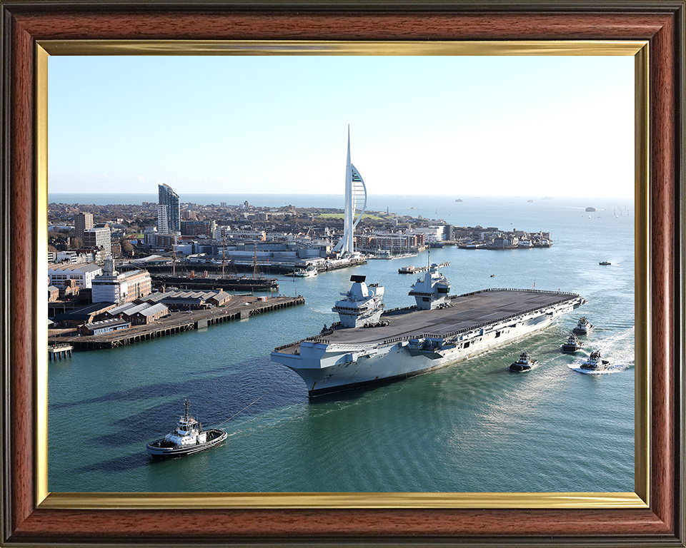 HMS Prince of Wales (R09) Photo Print - Homecoming 2025 - Royal Navy Queen Elizabeth Class Aircraft Carrier Posters, Prints, & Visual Artwork Hampshire Prints 10 x 8 Classic Frame No