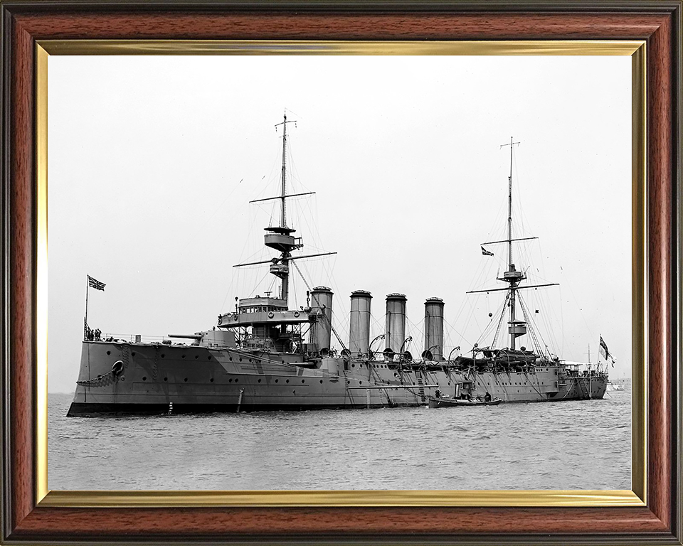 HMS Argyll (1904) Royal Navy Devonshire Class Cruiser Port Side View Warship Photo Print Wall Art Decor Posters, Prints, & Visual Artwork Hampshire Prints 10 x 8 Classic Frame No