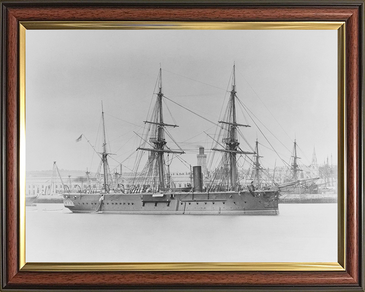 HMS Iron Duke (1870) Photo Print - At Anchor - Royal Navy Audacious Class Ironclad Posters, Prints, & Visual Artwork Hampshire Prints 10 x 8 Classic Frame No