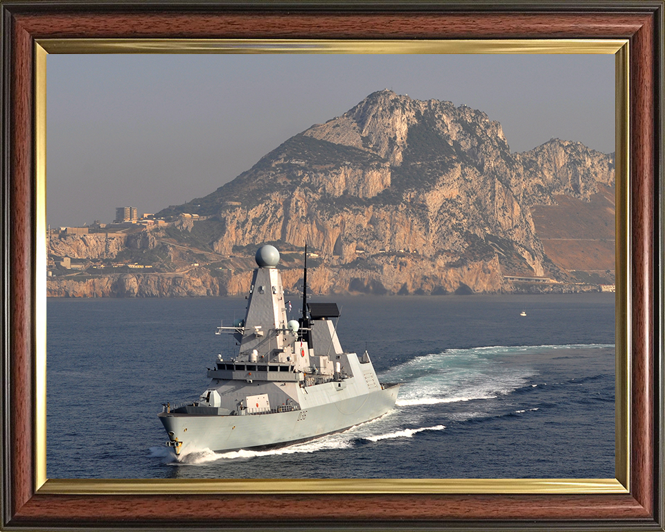 HMS Defender (D36) Photo Print - Off Gibraltar 2014 - Royal Navy Type 45 Destroyer Posters, Prints, & Visual Artwork Hampshire Prints 10 x 8 Classic Frame No