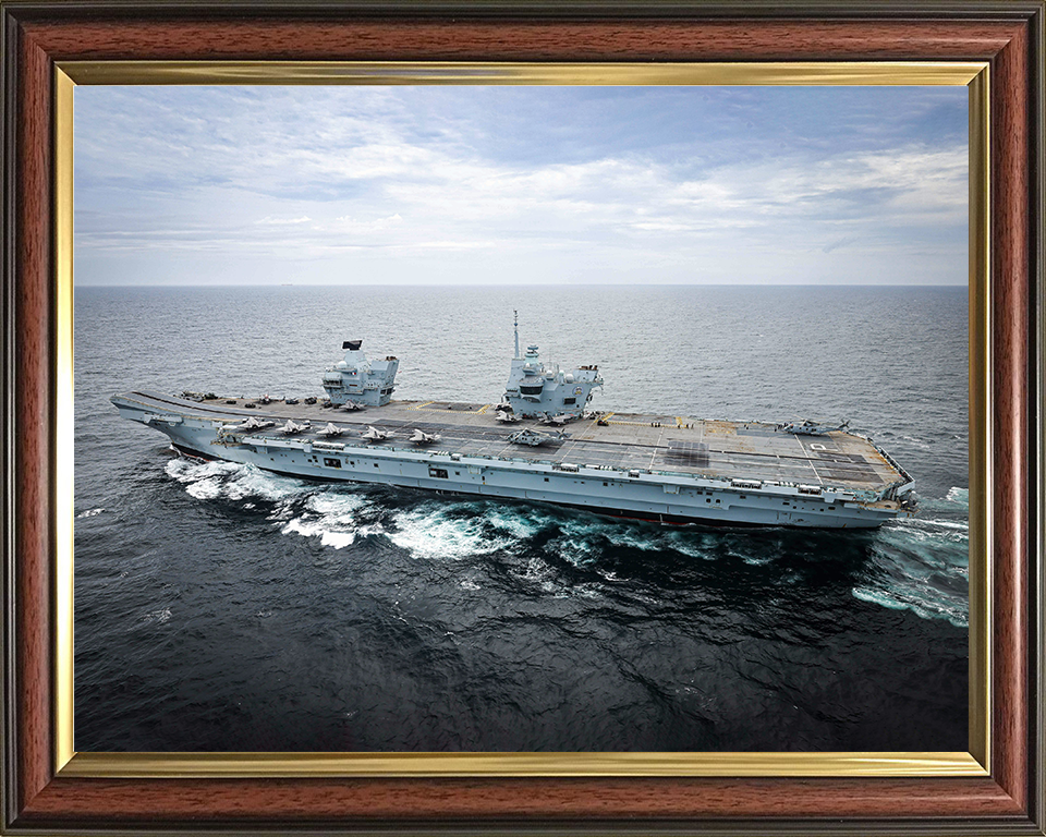 HMS Prince of Wales (R09) Photo Print - At Sea 2025 - Royal Navy Queen Elizabeth Class Aircraft Carrier Hampshire Prints 10 x 8 Classic Frame No