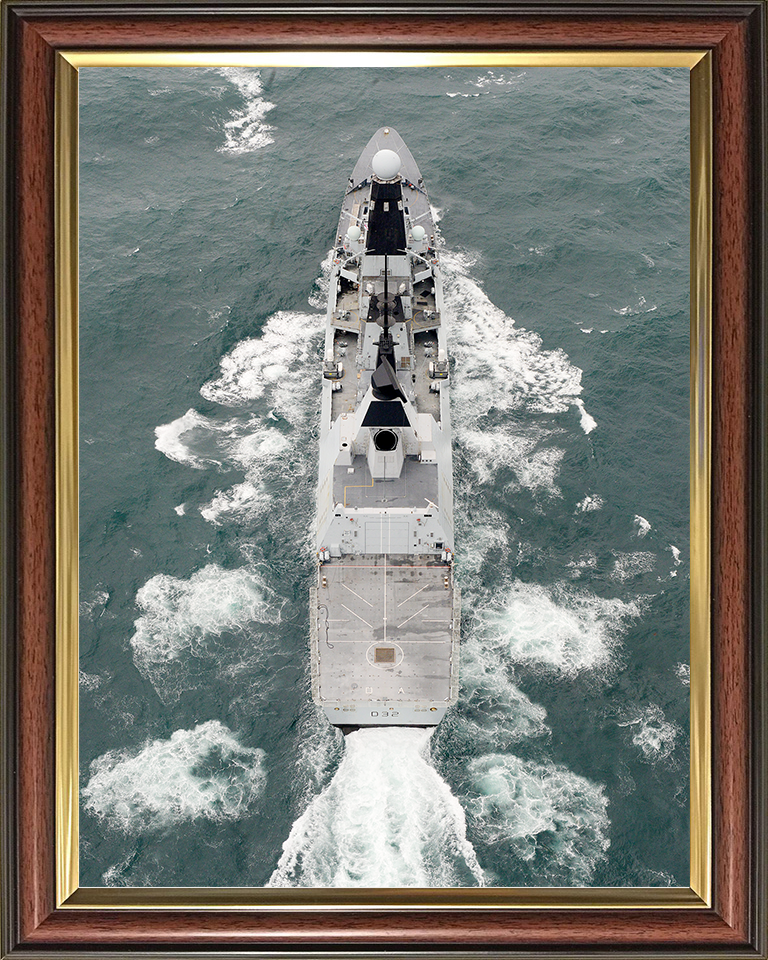 HMS Daring (D32) Royal Navy Type 45 Destroyer High Stern View Photo Print Wall Art Decor Posters, Prints, & Visual Artwork Hampshire Prints 10 x 8 Classic Frame No