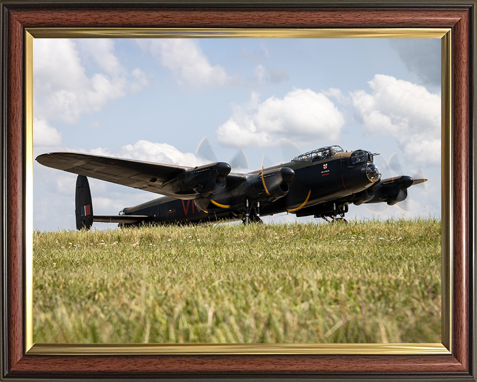 RAF Lancaster Bomber Before Takeoff Photo Print - Royal Air Force Aircraft Hampshire Prints 10 x 8 Classic Frame No