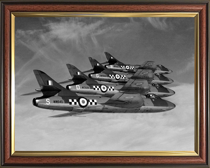 Four RAF Hawker Hunters in Formation Photo Print - Royal Air Force Aircraft Hampshire Prints 10 x 8 Classic Frame No