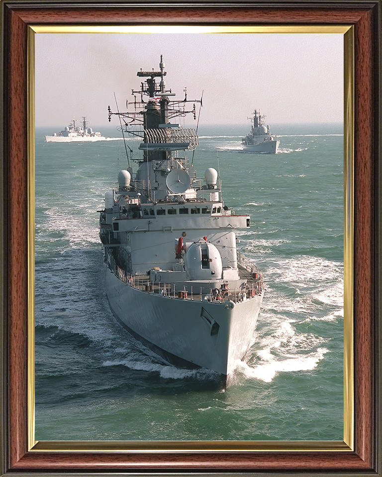 HMS Cardiff (D108) Royal Navy Type 42 Destroyer High Bow View Photo Print Wall Art Decor Posters, Prints, & Visual Artwork Hampshire Prints 10 x 8 Classic Frame No